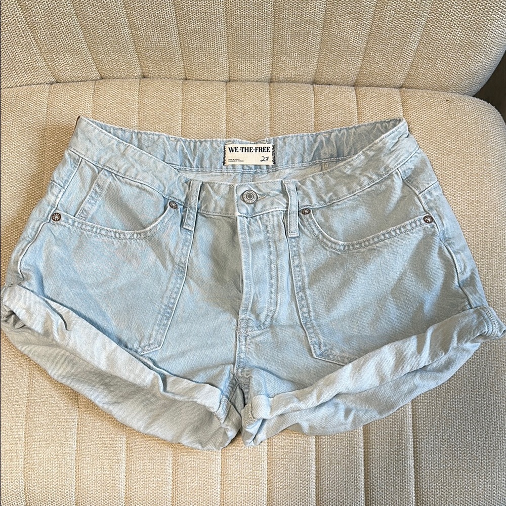 Free People We the Free light blue wash denim shorts